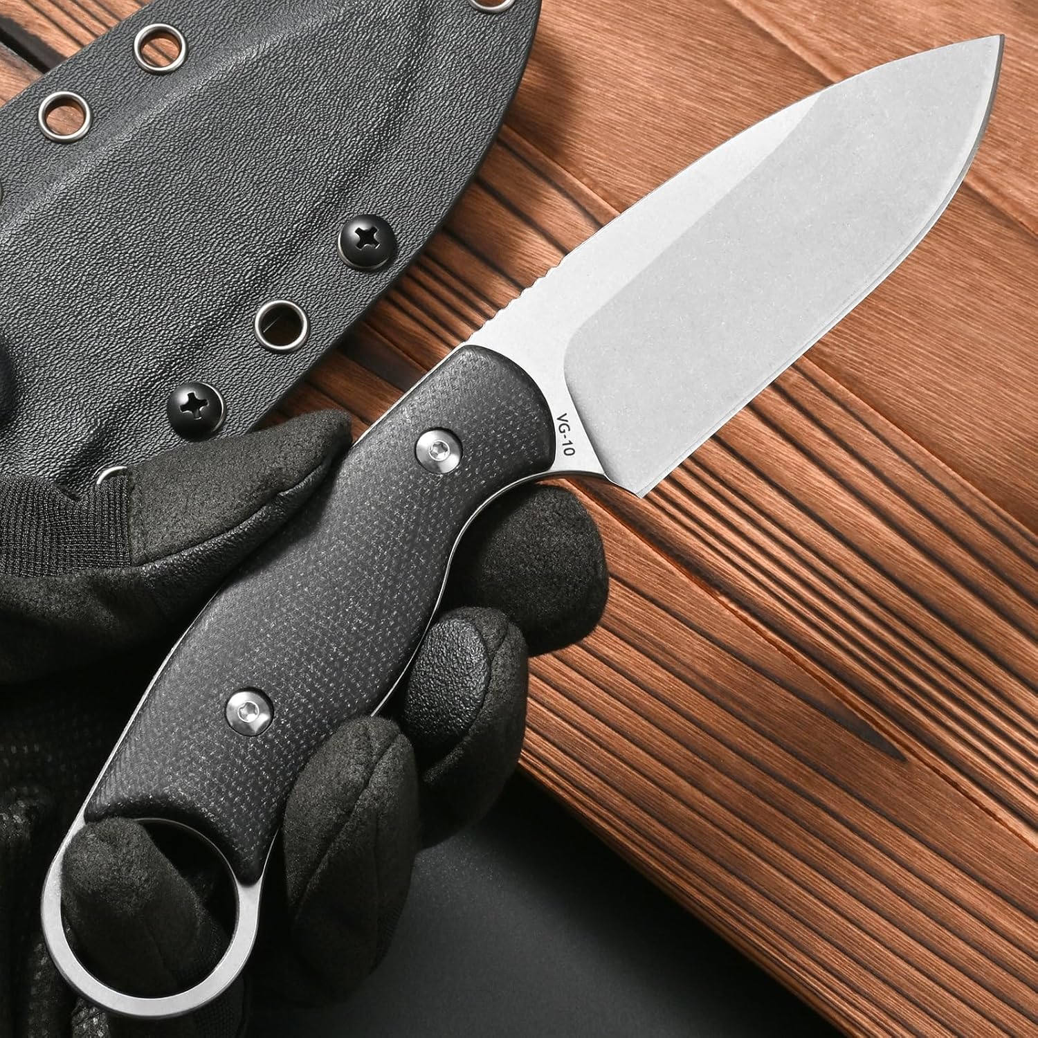 Bushcraft Knife Fixed - มีดใบตาย Eafengrow FF116 เหล็ก VG10 ด้ามไมคาร์ต้า