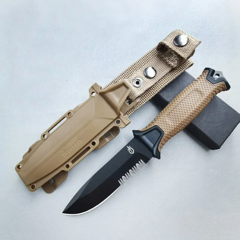 Bushcraft Knife Fixed - มีดพับกลางแจ้งอเนกประสงค์สำหรับตั้งแคมป์ ความแข็งสูง คมกริบ มีดเอาตัวรอดแบบพกพา มีดสแตนเลสสำหรับผลไม้
