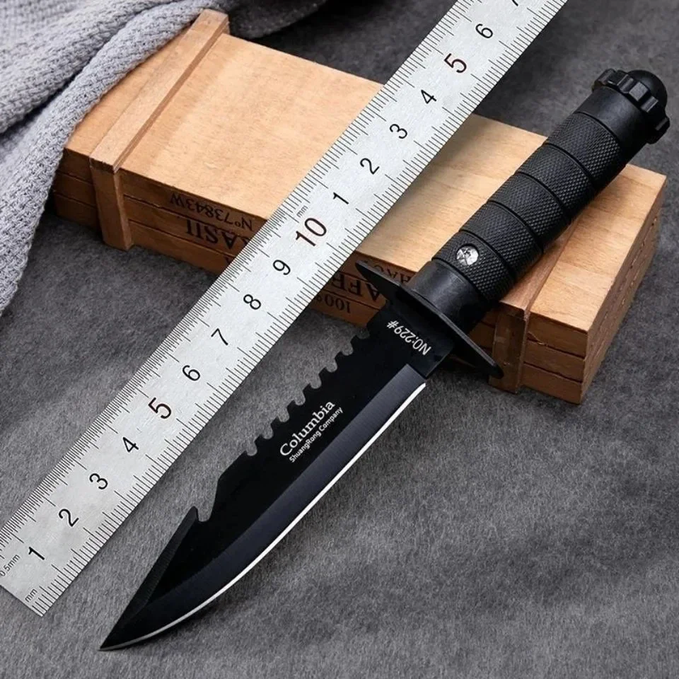Bushcraft Knife Fixed - 7CR17MOV มีดตรงสำหรับตั้งแคมป์กลางแจ้ง มีดสำหรับตั้งแคมป์ในป่า มีดทำครัว มีดผลไม้ ด้ามจับ