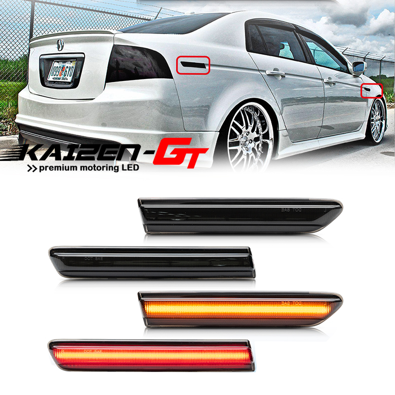 Signal Flare Kit - ไฟเลี้ยวข้างกันชนรถยนต์แบบ LED สีเหลืองอำพันด้านหน้า/สีแดงด้านหลัง สำหรับ Acura TL