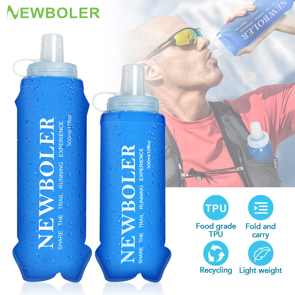 Water Bag Collapsible - NEWBOLER 300/500ML ขวดน้ํา TPU พับขวดกีฬากลางแจ้งน้ําขวดน้ําพับได้ Running