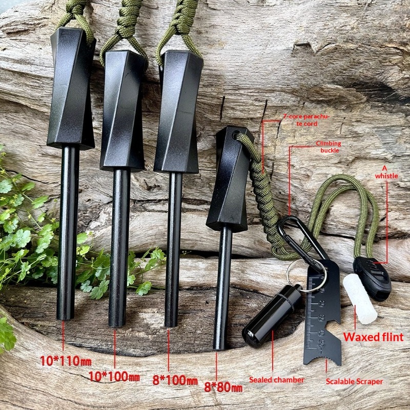 Magnesium Fire Starter - ชุดจุดไฟฉุกเฉินแบบพกพาของ Bear Grylls พร้อมแท่งแมกนีเซียม หินเหล็กไฟ ชุดเหล็กจุดไฟ