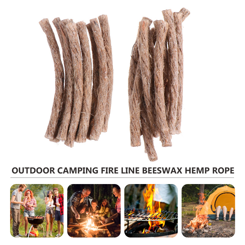 Fire Starting Kit - 10 ชิ้น Survival Wick Hemp Cord