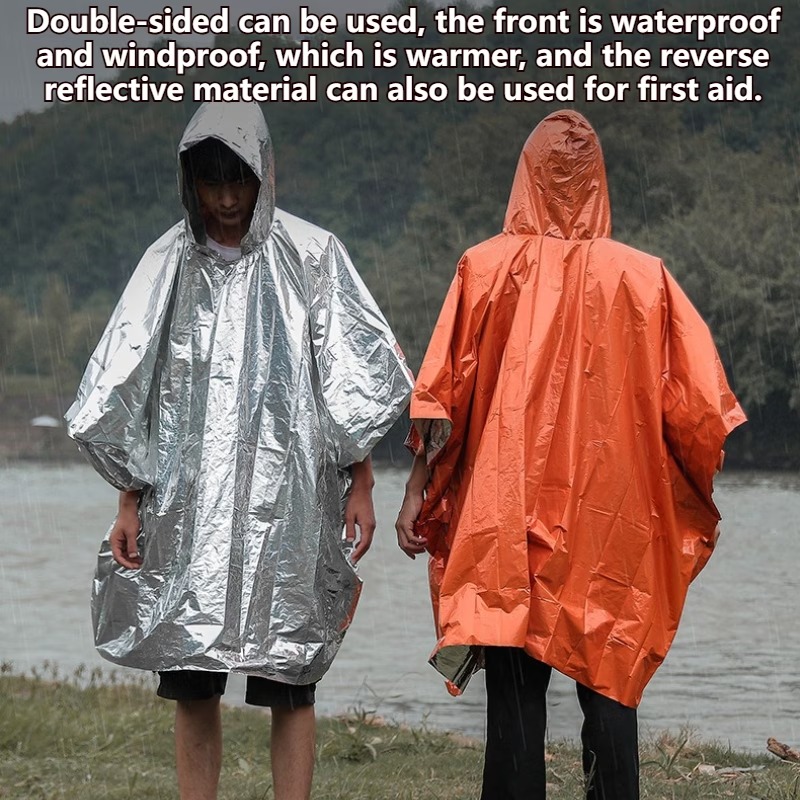 Emergency Poncho Rain - 1-10 ชิ้นเสื้อกันฝนฉุกเฉินผ้าห่มฟอยล์กันความร้อนสำหรับการเอาชีวิตรอดกลางแจ้งการป้องกันสภาพอากาศหนาวเย็นและอุปกรณ์ปฐมพยาบาล