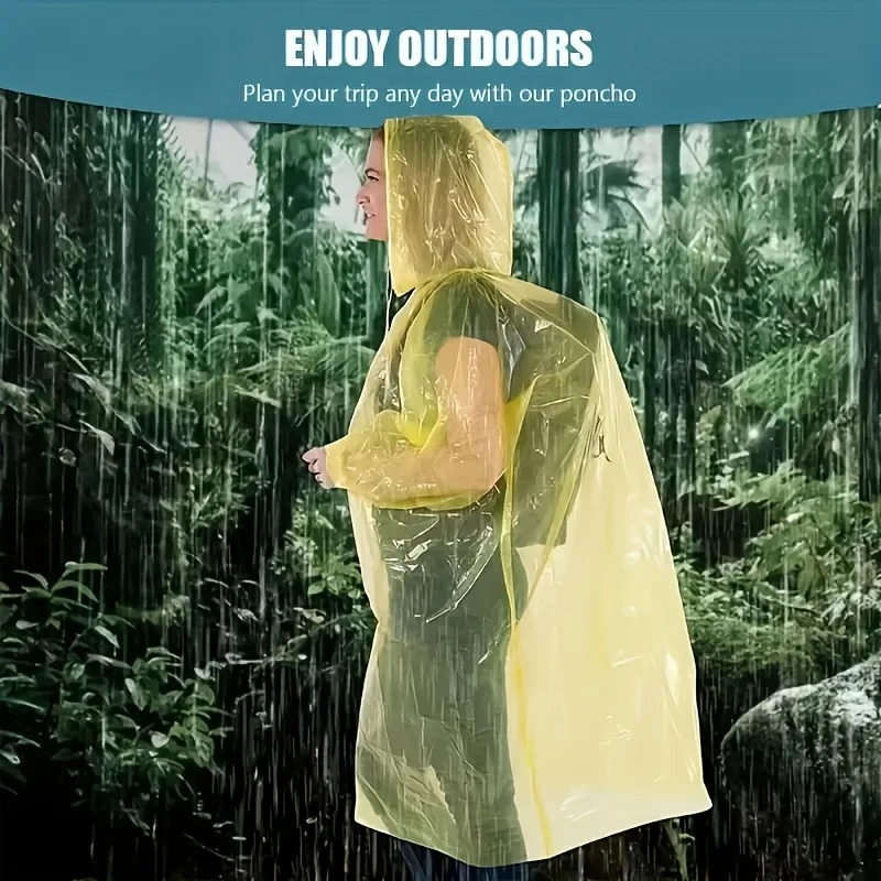 5/10 ชิ้นเสื้อกันฝนแบบใช้แล้วท - Emergency Poncho Rain บทวิจารณ์และราคา
