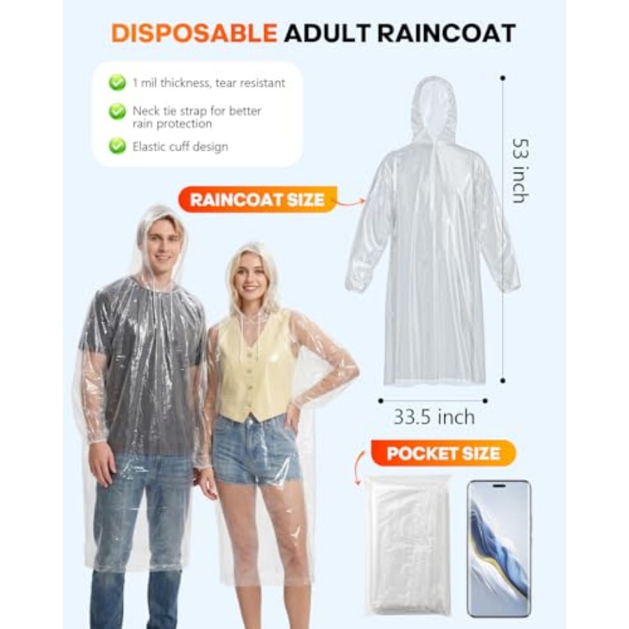 เสื้อกันฝนแบบใช้แล้วทิ้ง, แพ็ค - Emergency Poncho Rain บทวิจารณ์และราคา