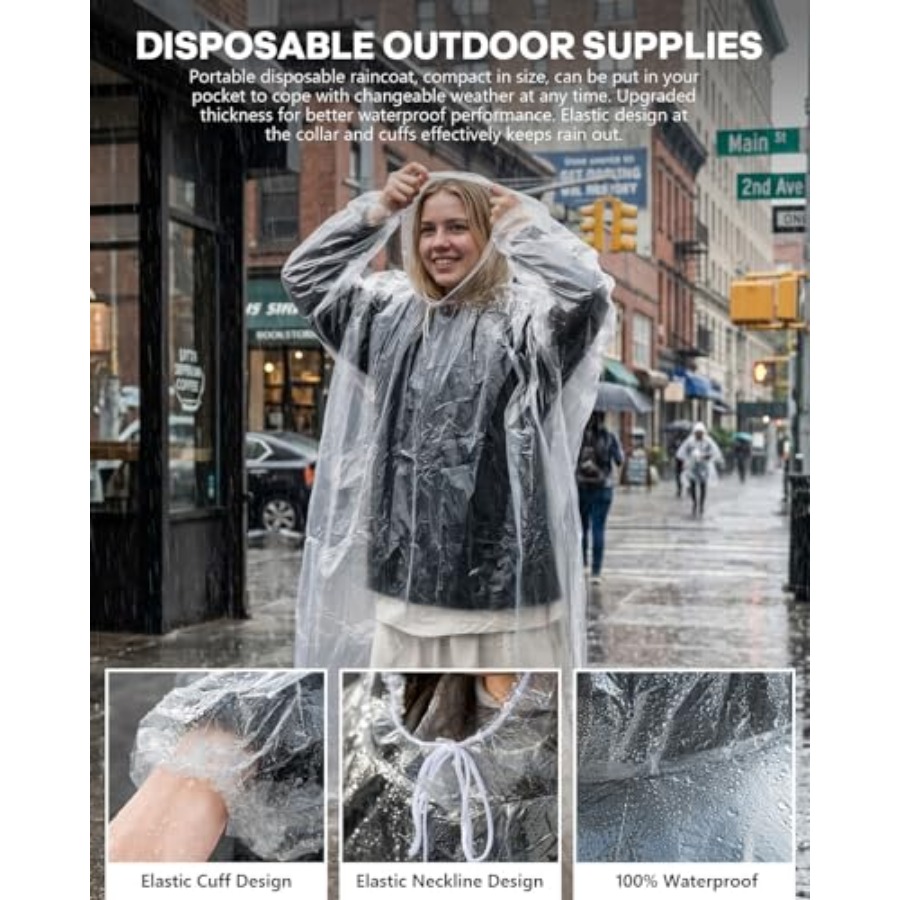เสื้อกันฝนแบบใช้แล้วทิ้ง, แพ็ค - Emergency Poncho Rain บทวิจารณ์และราคา